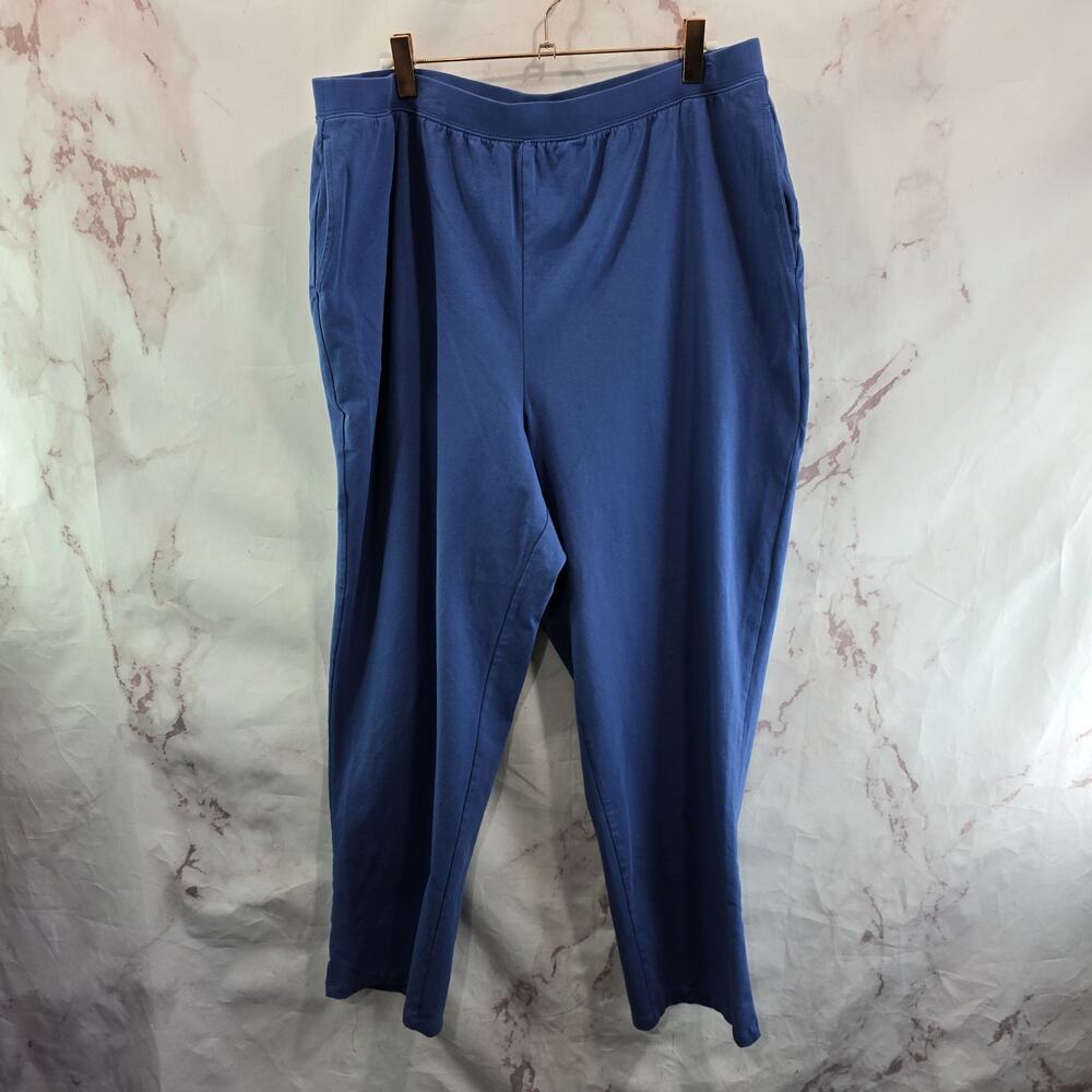 Catherines Pants Womens 1X Petite 18 20 Blue Capri Crop Pull On Elastic Legging